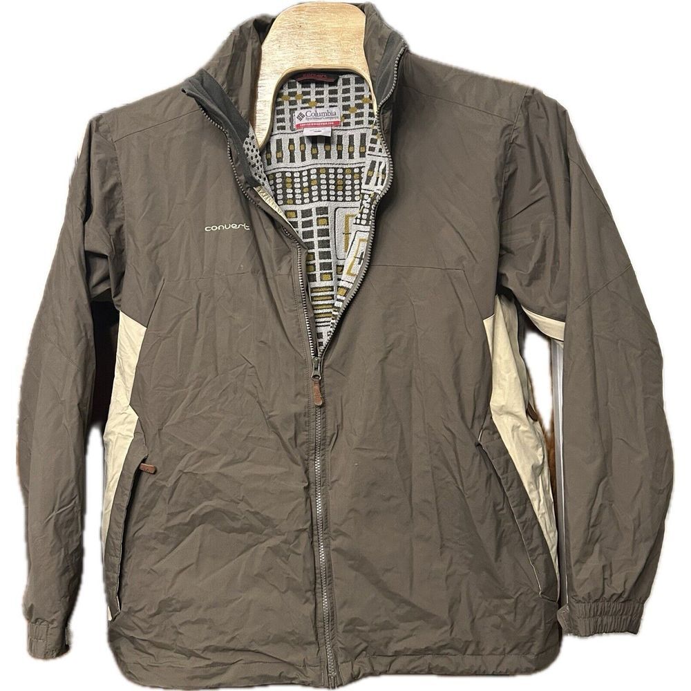 VTG Columbia Jacket Mens Large Brown Tan Convert Ski‎ Snowboard Coat Vented READ